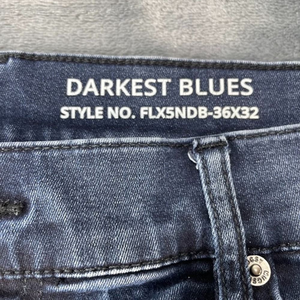 Mugsy Darkest Blues Jeans Mens 36x32 Fits 36x32 Blue Straight Leg Stretch Denim - Picture 3 of 10